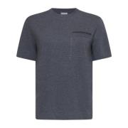 Monile Embellished Crew Neck T-shirt Brunello Cucinelli , Gray , Dames