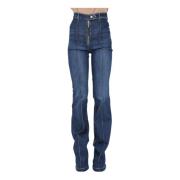 Flared Blauwe Denim Jeans Elisabetta Franchi , Blue , Dames