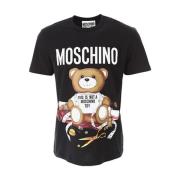 Korte mouw T-shirt met beerprint Moschino , Black , Heren