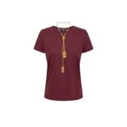 Bordeaux Ketting Goud T-shirt Ma009 CG3 Elisabetta Franchi , Red , Dam...