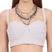 Parel Grijs Bustier Top met Ketting Elisabetta Franchi , White , Dames