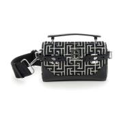 Monogram Crossbody Tas Zwart en Wit Balmain , Black , Dames