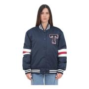 Blauwe College Stijl Bomberjack Tommy Jeans , Blue , Dames