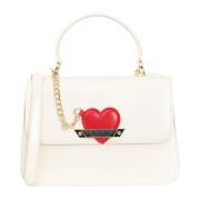 Ivoor Handtas met Hart Bedel Love Moschino , Beige , Dames