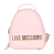 Roze Minimalistische Rugzak met Metalen Logo Love Moschino , Pink , Da...