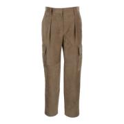 Leren Cargo Broek Beige Brunello Cucinelli , Beige , Dames