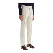 Relaxed Fit Gabardine Broek Brunello Cucinelli , Beige , Heren