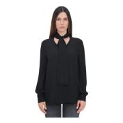 Zwarte Geborduurde Damesblouse Armani Exchange , Black , Dames