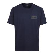 Label T-Shirt - Straight Fit Balmain , Blue , Heren