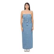 Denim Strapless Jurk Slim Fit Calvin Klein Jeans , Blue , Dames