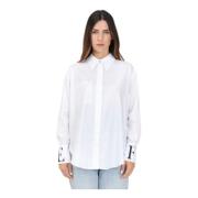 Elegante Witte Shirt met Monogram Manchetten Elisabetta Franchi , Whit...