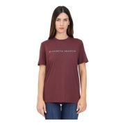 Burgundy Logo Print Short Sleeve T-shirt Elisabetta Franchi , Red , Da...