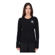 Zwarte Crew-Neck Sweater met Unieke Decoratieve Knopen Ralph Lauren , ...