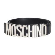 Zwart Leren Riem met Logogesp Moschino , Black , Unisex