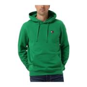 Groene Badge Hoodie voor Mannen Tommy Jeans , Green , Heren