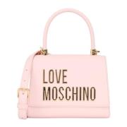 Roze handtas met metalen logo Love Moschino , Pink , Dames