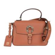 Bruine schoudertas met logoplaat Love Moschino , Brown , Dames