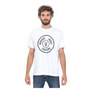 Wit Logo V-Embleem T-shirt Versace Jeans Couture , White , Heren