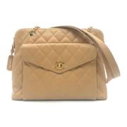 Pre-owned Leather handbags Chanel Vintage , Beige , Dames