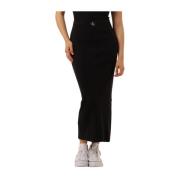 Geweven Label Sweater Rok Calvin Klein , Black , Dames