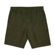 Linnen casual shorts met elastische tailleband Nn07 , Green , Heren