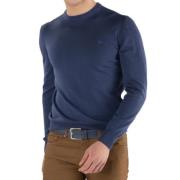 Blauwe Sweater met Bassotto Borduursel Harmont & Blaine , Blue , Heren