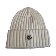 Ultrafijne Wol Gebreide Muts Wit Moncler , White , Heren