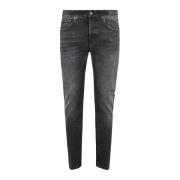 Zwarte Gewassen Denim Broek Dondup , Black , Heren