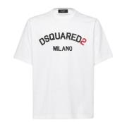 Kristal Logo Korte Mouw T-shirt Dsquared2 , White , Heren