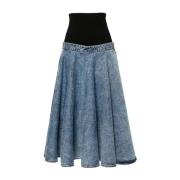 Blauwe Denim Rok Alaïa , Blue , Dames