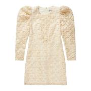 Elegante semi-transparante jurk met geborduurde bloemen Munthe , Beige...