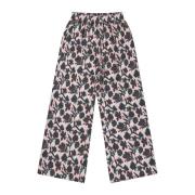 Elegante Zijden Roze Print Broek Munthe , Multicolor , Dames