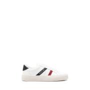 Leren lage sneakers met driekleurige banden Moncler , White , Dames