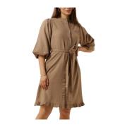 Bruine Midi Jurk Elegante Stijl Notre-v , Brown , Dames