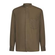 Khaki Groene Mandarin Kraag Shirt Ermenegildo Zegna , Brown , Heren