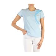 Katoenen T-shirt met Logo Print Trussardi , Blue , Dames