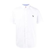 Geborduurd Logo Katoenen Overhemd Paul Smith , White , Heren