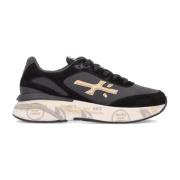 Zwarte Mesh Sneakers met Gouden Logo Premiata , Black , Dames