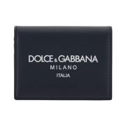 Zwarte Leren Portemonnee Kaarthouder Dolce & Gabbana , Black , Heren