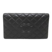 Pre-owned Leather wallets Chanel Vintage , Black , Dames