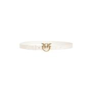 Love Birds Diamond Cut Leren Riem Pinko , White , Dames