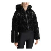 Capuchon Rits Effen Donsjas Versace Jeans Couture , Black , Dames