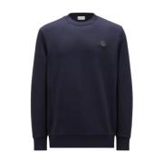 Logo Patch Crew Neck Sweatshirt Moncler , Blue , Heren