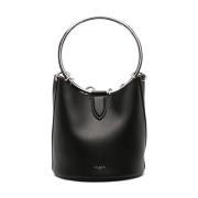 Zwarte Leren Bucket Tas Ring Detailing Alaïa , Black , Dames