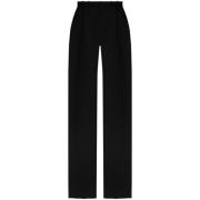 Zwarte wollen broek met rechte pijpen Saint Laurent , Black , Dames