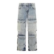 Cargo Denim Jeans Represent , Blue , Heren