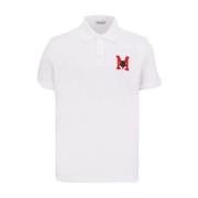 Geborduurd Monogram Poloshirt Moncler , White , Heren