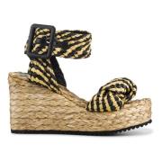 Mosterd & Zwart Raffia Sleehak Sandaal Dodo BAR OR , Yellow , Dames