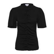 Elegante Gerimpelde Zwarte Blouse Saint Tropez , Black , Dames