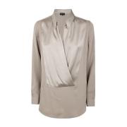 Mastic Plastron Shirt Giorgio Armani , Beige , Dames